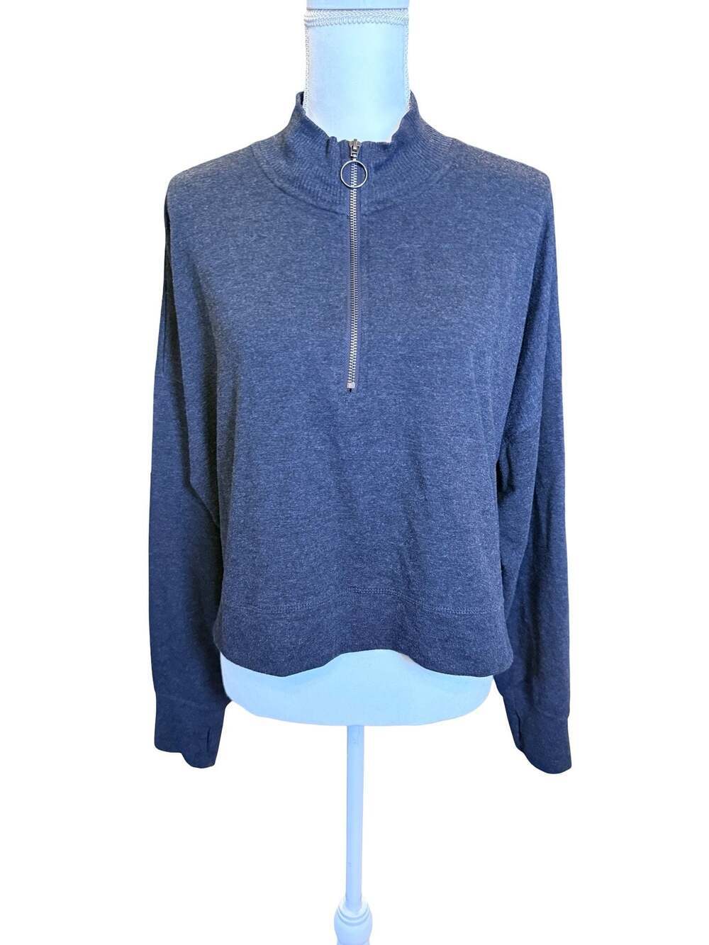 Ideology Women's Grey Half Zip Pullover Mock Neck Sweatshirt Size XXL